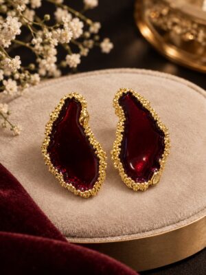Burgundy Garnet Statement Earrings