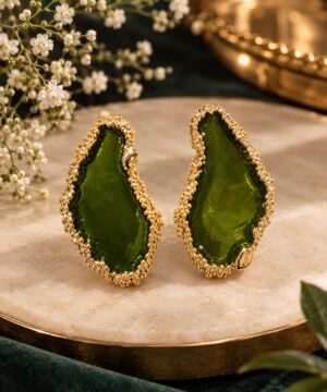 Nicole Olive Green Statement Earrings