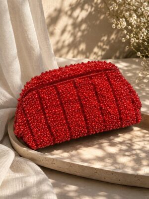Ruby Beaded Statement Clutch