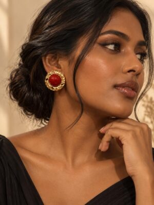 Crimson Twisted Halo Earrings