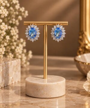 Sapphire Halo Earrings