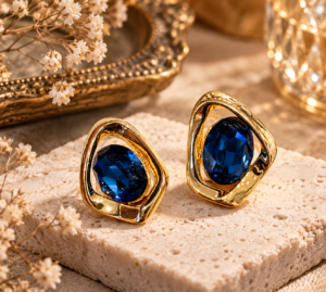Sapphire Sculpted Statement Studs
