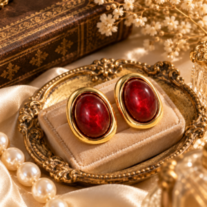 Ruby Reverie Oval Stud Earrings