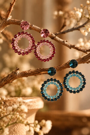 Ruby Rosette Crystal Drop Earrings